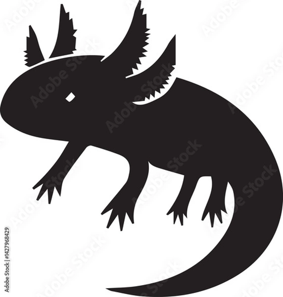 Obraz Axolotl Silhouette Vector Set – Amphibian and Aquatic Animal Illustrations for Nature, Science, and Creative Design Projects
