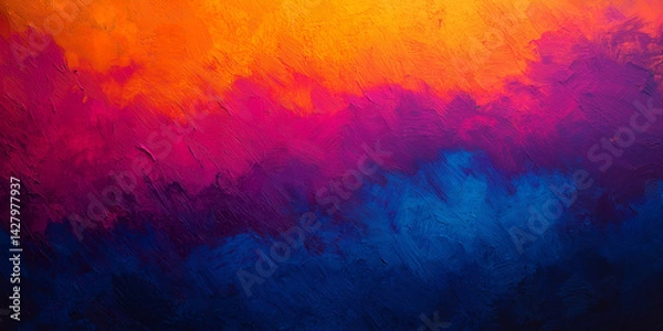 Fototapeta Vibrant Abstract Painting Bold Hues of Orange Pink Purple and Blue for Digital and Print Designs