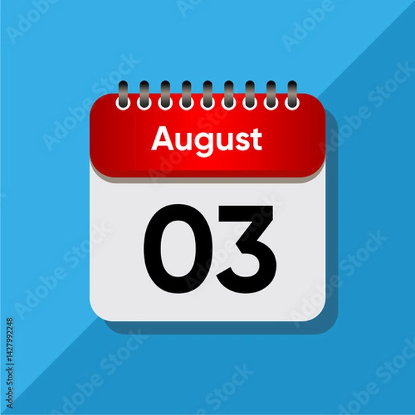 Fototapeta Simple Date Icon for August – Flat UI Design with Bold Colors