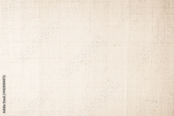 Fototapeta Brown sackcloth woven texture background in natural pattern. Jute hessian burlap, linen background in light beige cream color blank. Weaving canvas fiber line cotton cloth textured as organic.