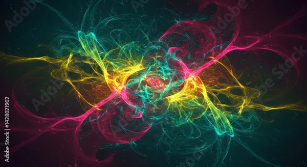 Fototapeta A stunning display of intertwined colorful patterns against a dark, captivating backdrop.