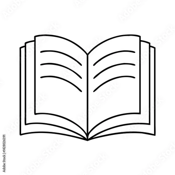 Obraz book with open pages icon, book with open pages line art - simple line art of book with open pages, perfect for book with open pages logos and icons