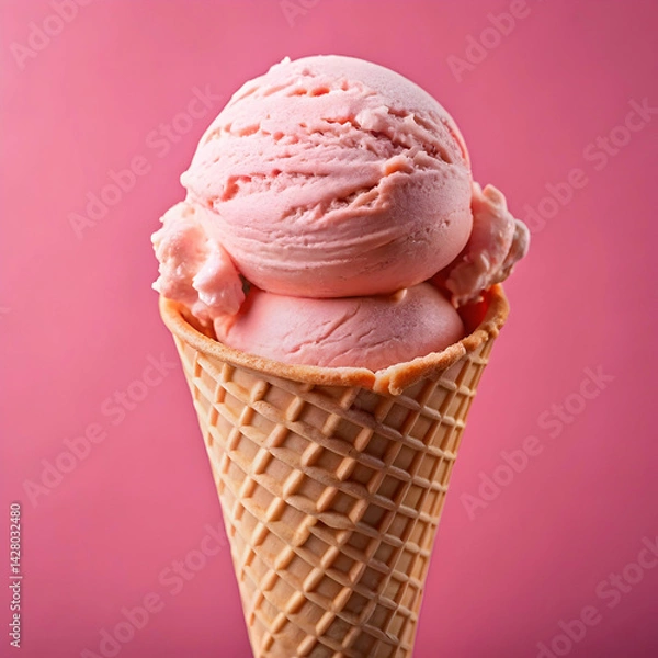 Obraz close up of ice cream over pink background