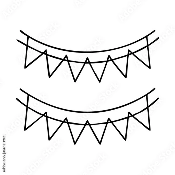 Fototapeta flag bunting decorations icon, flag bunting decorations line art - simple line art of flag bunting decorations, perfect for flag bunting decorations logos and icons
