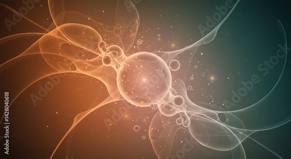 Fototapeta A mesmerizing digital art piece with fluid shapes, gradients, and sparkling elements.