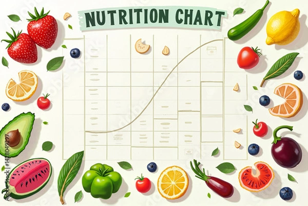 Obraz Graphic illustration of the benefits of a vegetable diet on a white background