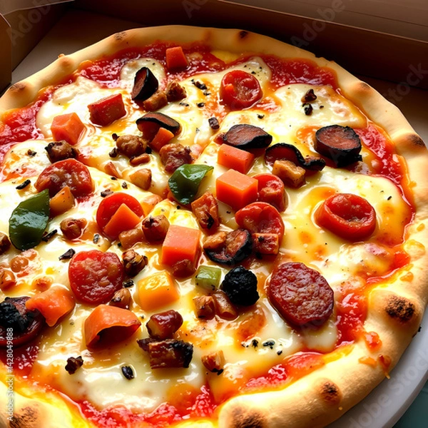 Obraz pizza with salami