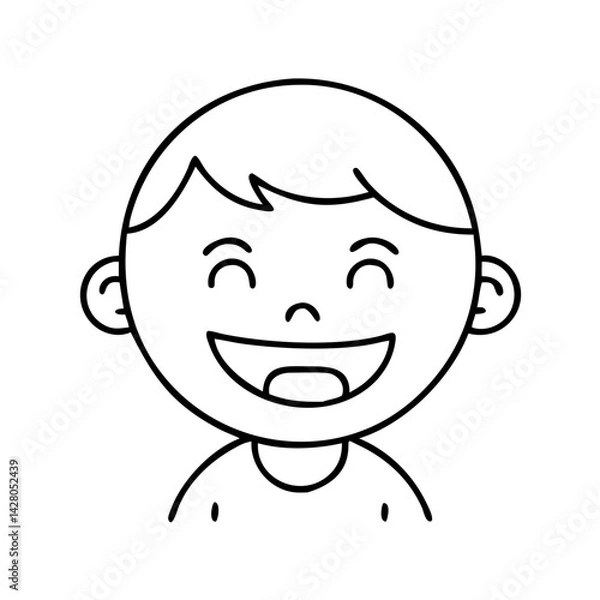 Fototapeta kid with big smile icon, kid with big smile line art - simple line art of kid with big smile, perfect for kid with big smile logos and icons
