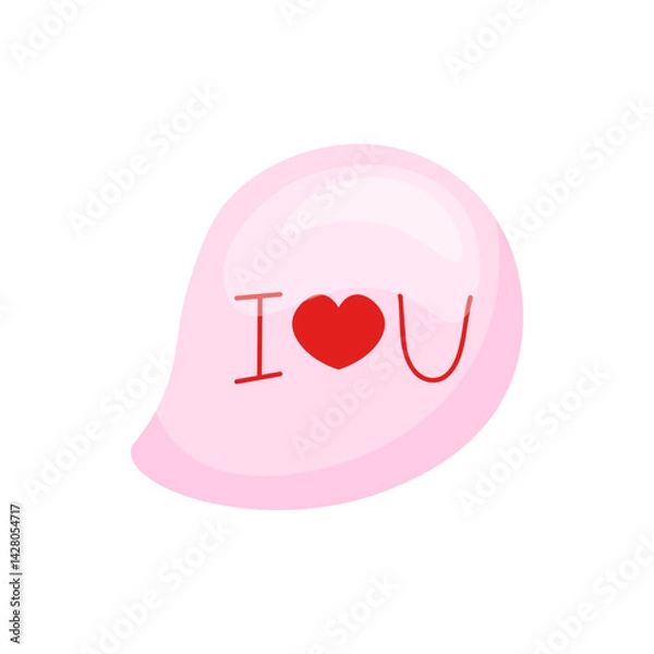 Fototapeta Speech balloon with the inscription I love you. In pink.Stock isolated clipart on a white background. Valentine's Day Element