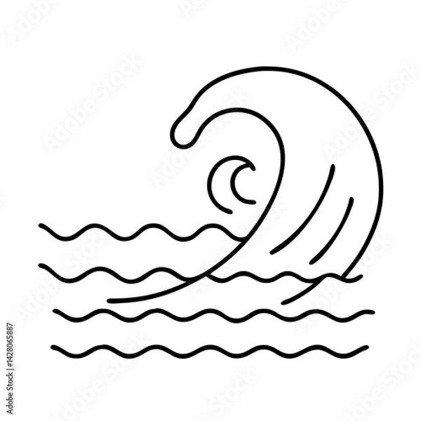 Fototapeta ocean wave icon, ocean wave line art - simple line art of ocean wave, perfect for ocean wave logos and icons