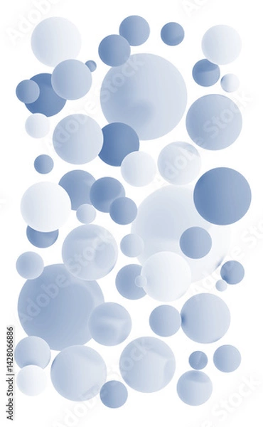 Fototapeta Monochromatic 3D Blue Circles on White Background