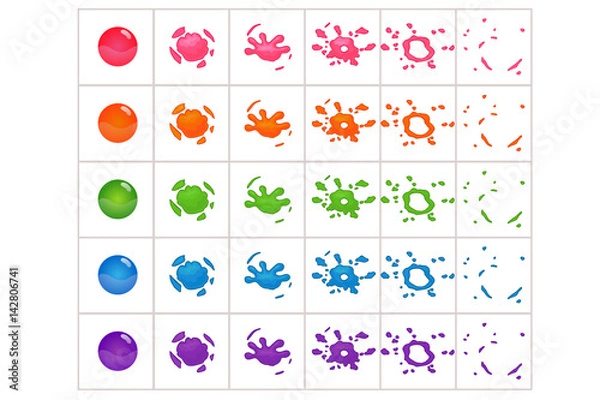 Fototapeta Funny cartoon colorful bubbles burst. Bubble Effect Animation.Can use for game design or animation. 