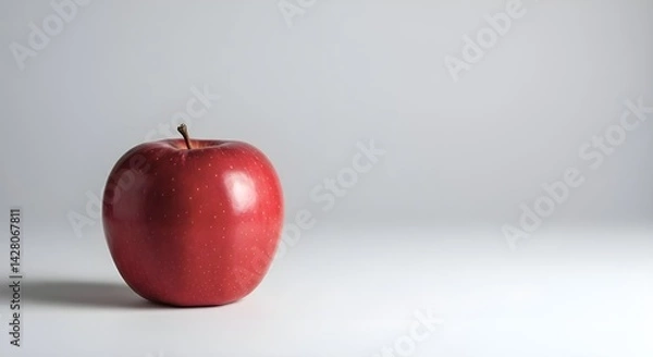 Fototapeta Red Apple on White Background with Copy Space, Fresh fruit, Vegetarian and well-being food