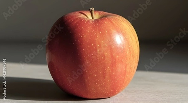 Fototapeta Red Apple on White Background with Copy Space, Fresh fruit, Vegetarian and well-being food