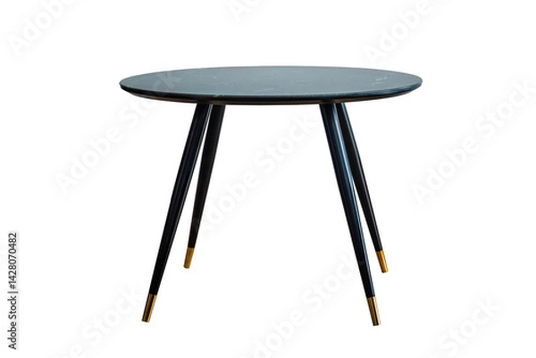 Fototapeta round wooden table isolated on white background. modern furniture