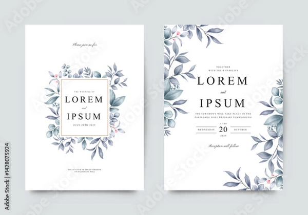 Obraz Elegant leaves arranged for a beautiful wedding invitation template