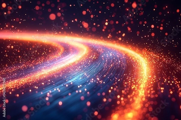 Fototapeta Abstract Glowing Trails of Light Digital Art