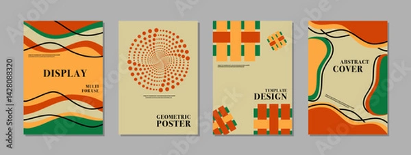 Obraz Abstract background geometric template layout design. This is a vintage retro template design creative vector illustration. Design for cover, brochure, poster, banner, handbill, marketing
