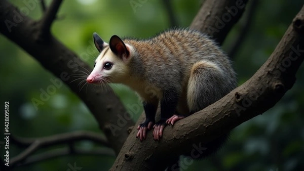 Fototapeta Opossum Resting On Tree Branch