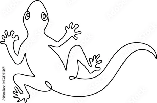 Fototapeta  House gecko lizard one continuous line drawing. 