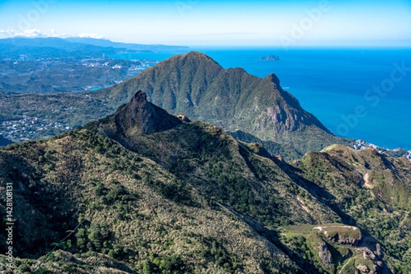Obraz Overlook the Keelung mountain and teapot mountain, in New Taipei City, Taiwan.