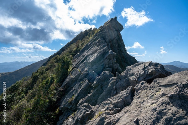 Obraz Stunning Peak Serration standing in the Jinguashi like a dinosaur, in New Taipei City, Taiwan.