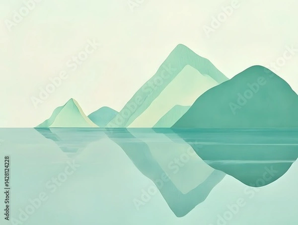 Obraz Serene Minimalist Mountain Lake Landscape Art