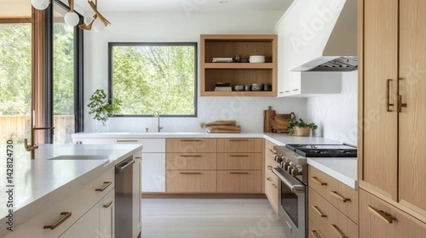 Fototapeta modern kitchen interior with kitchen