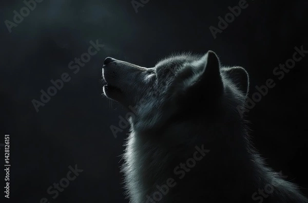 Fototapeta black wolf in the snow