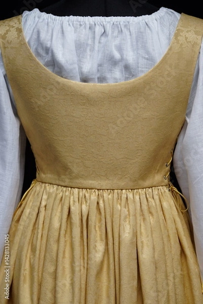Obraz Close-Up of a Golden Renaissance-Style Dress with Intricate Details