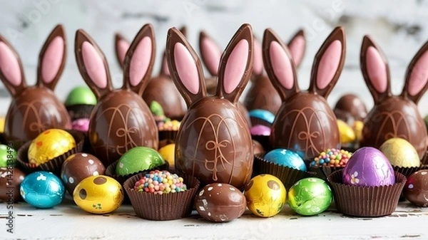 Obraz easter bunny and eggs