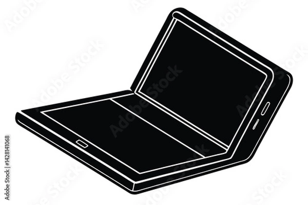 Fototapeta Stylized vector illustration of a modern foldable smartphone in opened configuration