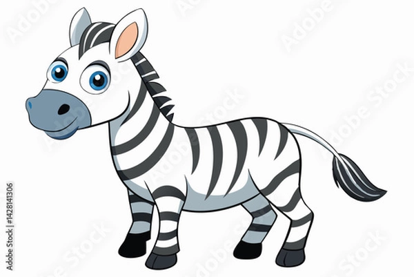 Fototapeta Vector of cartoon zebra illustration on white