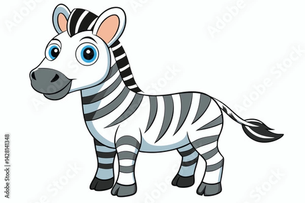 Fototapeta Vector of cartoon zebra illustration on white