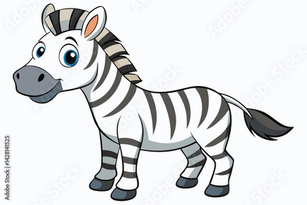 Fototapeta Vector of cartoon zebra illustration on white