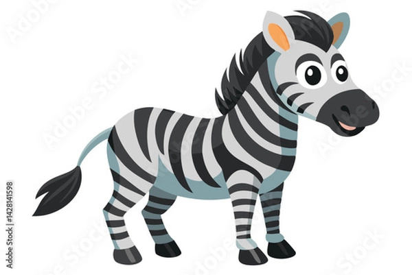 Obraz Vector of cartoon zebra illustration on white