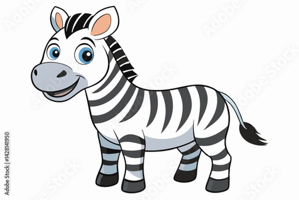 Obraz Vector of cartoon zebra illustration on white
