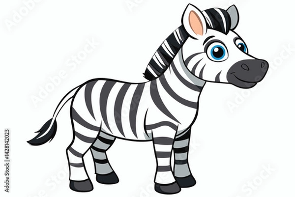Fototapeta Vector of cartoon zebra illustration on white