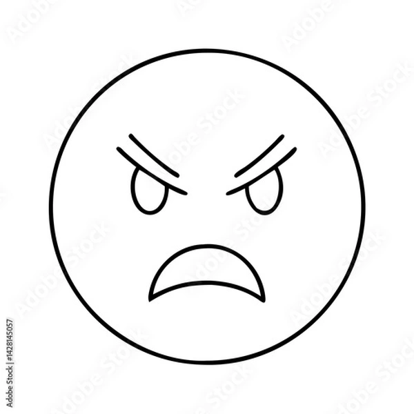 Obraz angry face icon, angry face line art - simple line art of angry face, perfect for angry face logos and icons