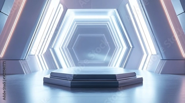 Fototapeta Hexagonal Stage Design for High Tech Events and Displays