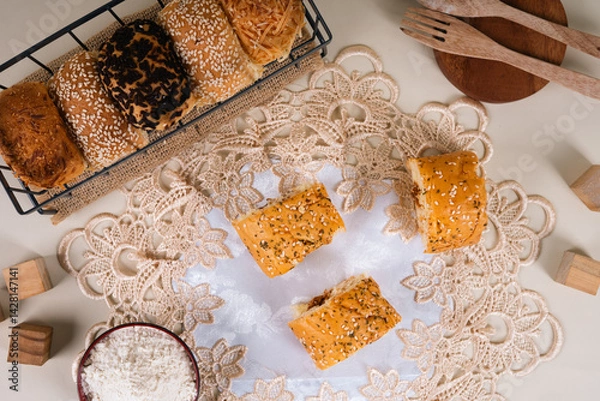 Obraz Some Soft Breads With Various Flavors Look Very Neat. Looks Very Aesthetic And Appetizing.
