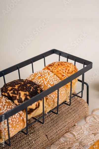 Obraz Some Soft Breads With Various Flavors Look Very Neat. Looks Very Aesthetic And Appetizing.
