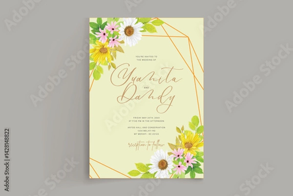 Obraz watercolor sunflower frame background