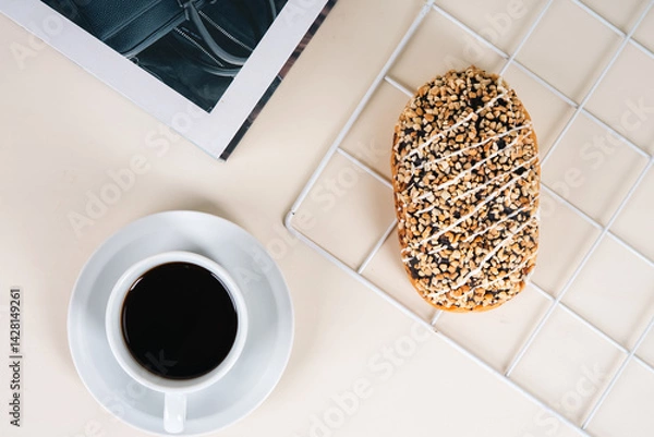 Obraz Soft Brown Bread Topped With Nuts And Chocolate. Looks Very Aesthetic And Appetizing.