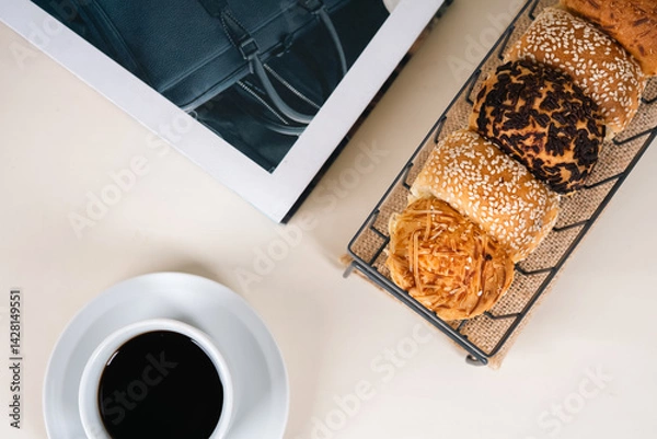 Obraz Some Soft Breads With Various Flavors Look Very Neat. Looks Very Aesthetic And Appetizing.