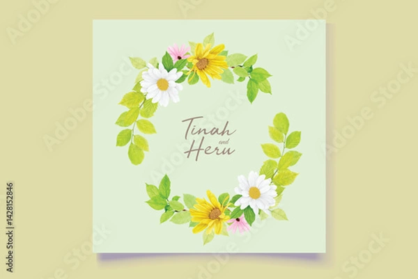 Obraz watercolor sunflower frame background