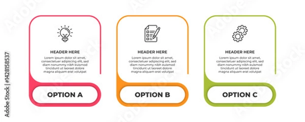 Fototapeta Three options idea checklist and gears.