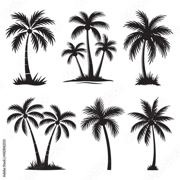 Obraz Palm tree, Palm Tree Silhouette Design Vector, 
