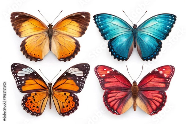 Obraz Elegant Butterfly on Plain White Surface
