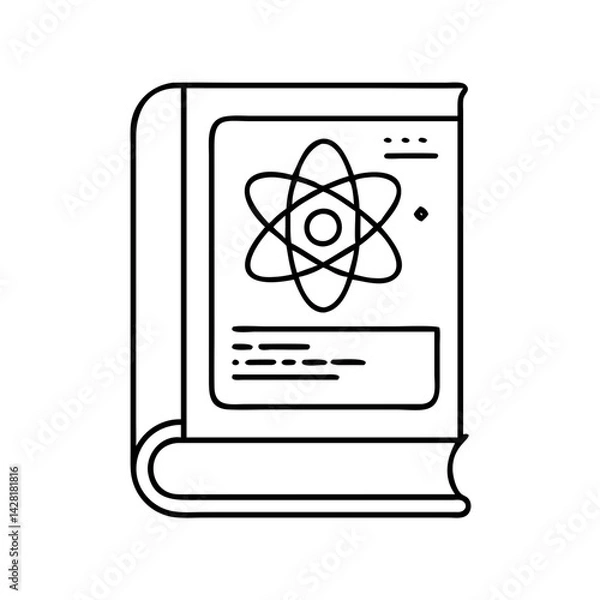 Fototapeta science textbook icon, science textbook line art - simple line art of science textbook, perfect for science textbook logos and icons
